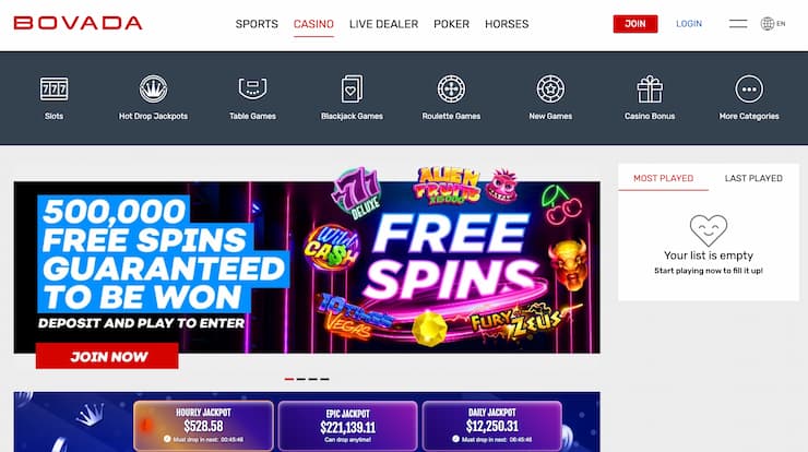 Bovada homepage - the best live blackjack casinos