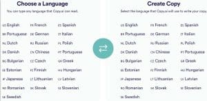 Copy AI Languages