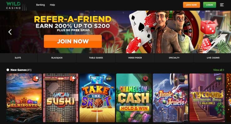 Wild casino join now page