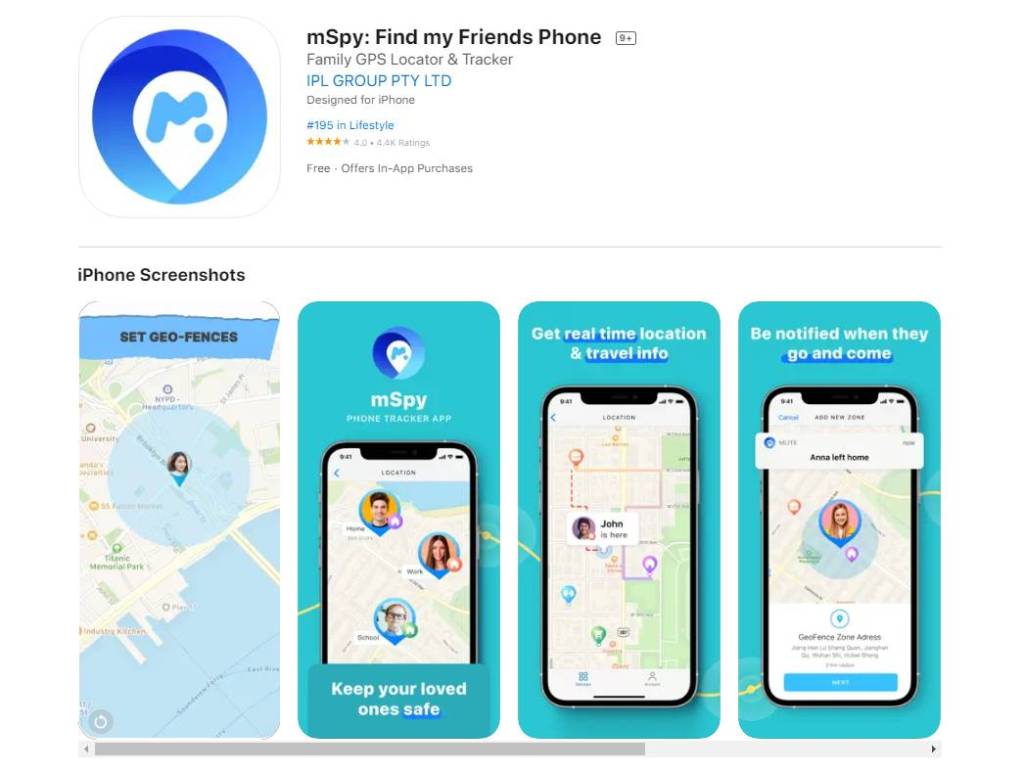 mSpy GPS Tracker App Store