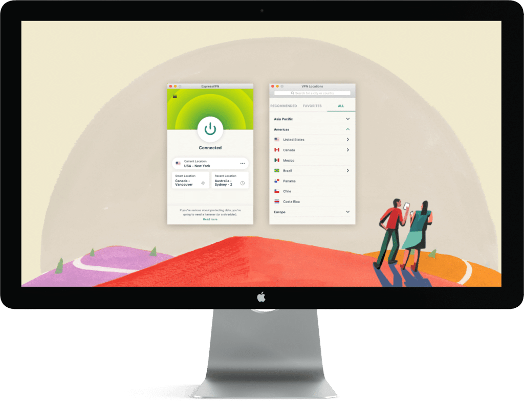 ExpressVPN on a Mac monitor connected