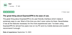ExpressVPN Ease of Use – TrustPilot