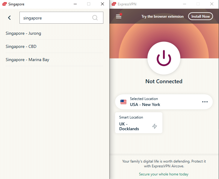 Connecting with ExpressVPN