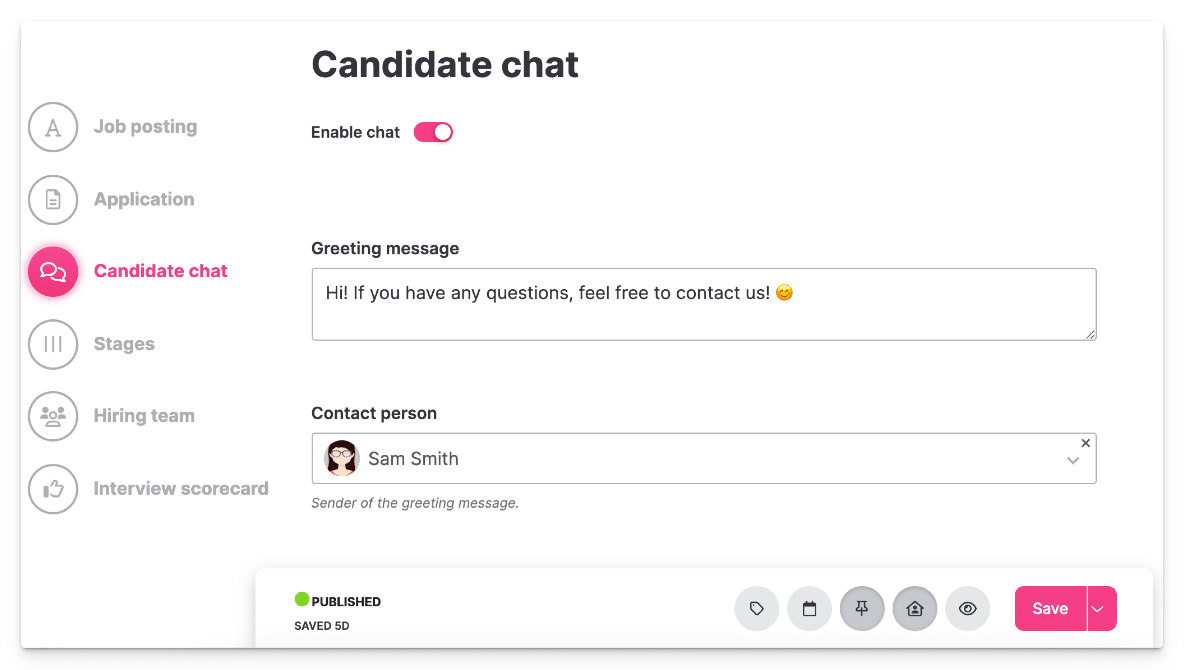 Activating ‘Candidate chat’ in your job ads