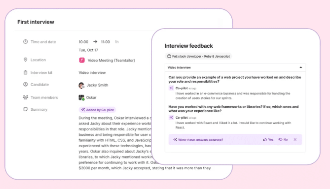 Including your interview notes to provide candidates specific feedback