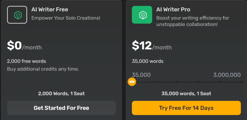 Simplified’s only paid plan, the AI Writer Pro