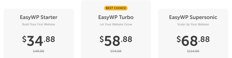 NameCheap’s EasyWP Starter, Turbo, and Supersonic plans