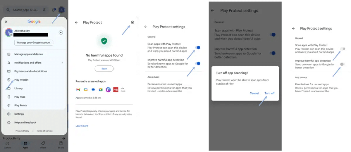 Disabling Google’s Play and Protect feature