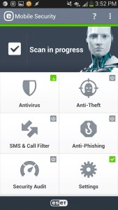 ESET mobile security dashboard
