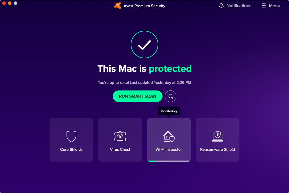 Avast premiums security dashboard