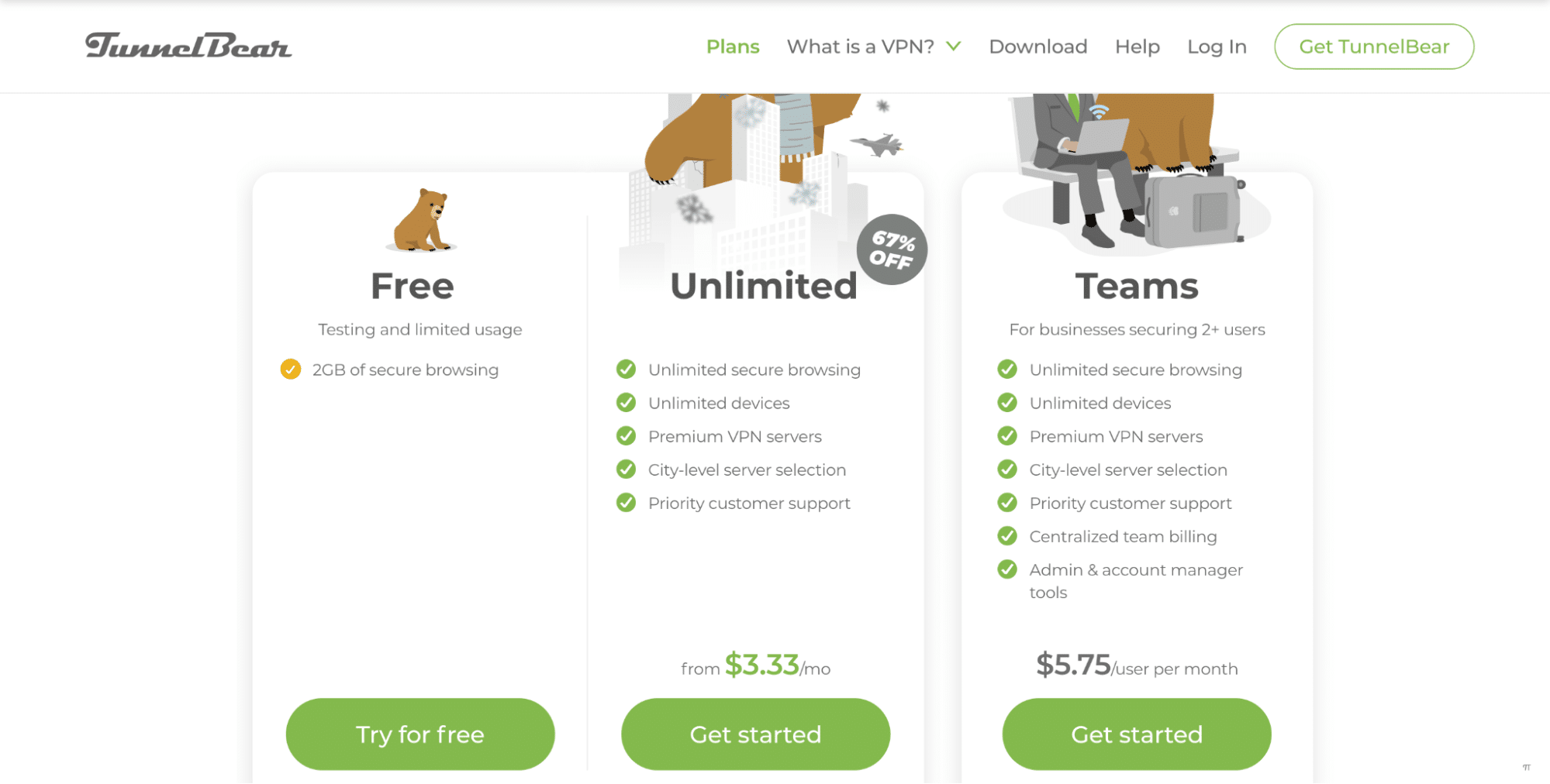 TunnelBear pricing and plans