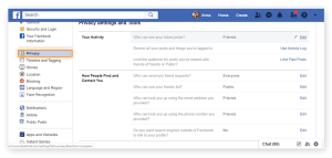 Facebook Privacy and Security Settings