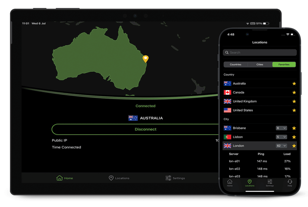 Connecting to Australia with IPVanish