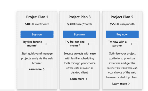 Microsoft Projects Pricing