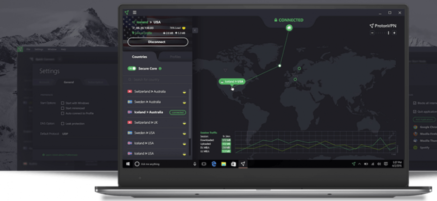 ProtonVPN interface Fastest VPN for Android
