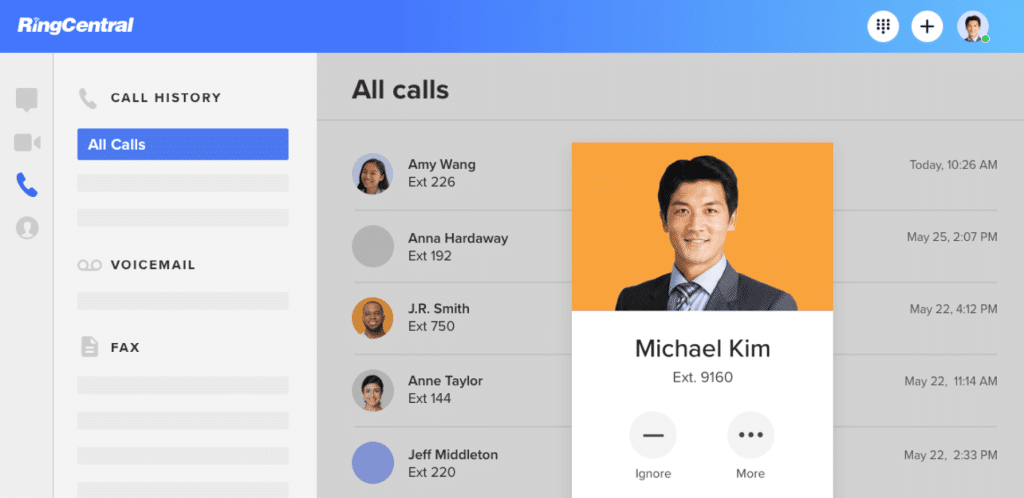 RingCentral's interface. The best cheap VoIP phone service