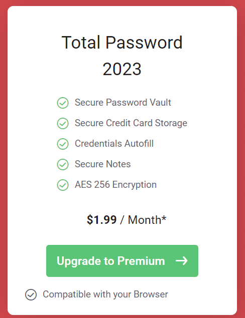 Total Password pricing